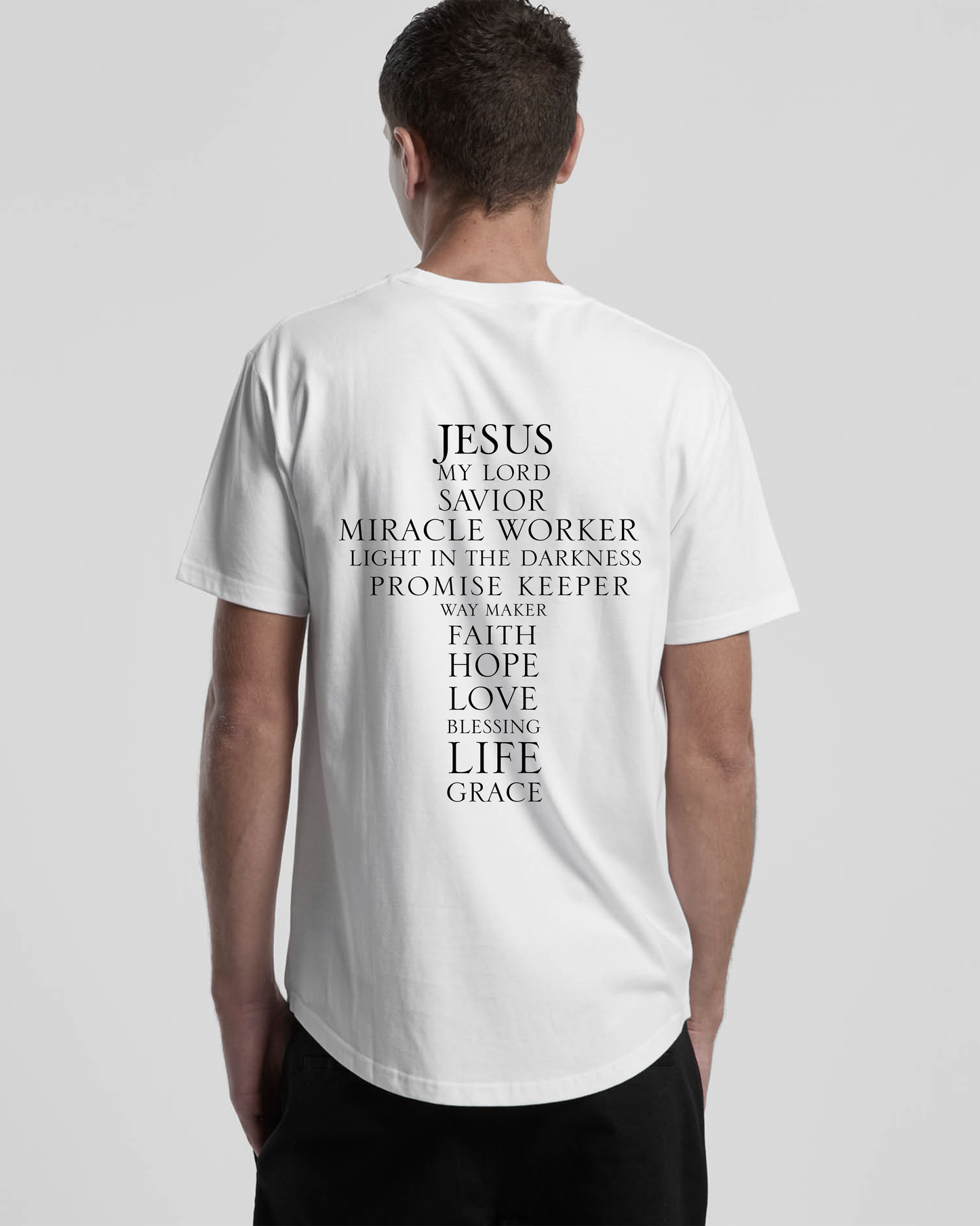 Jesus' Cross of Affirmations Tee - (Unisex) White