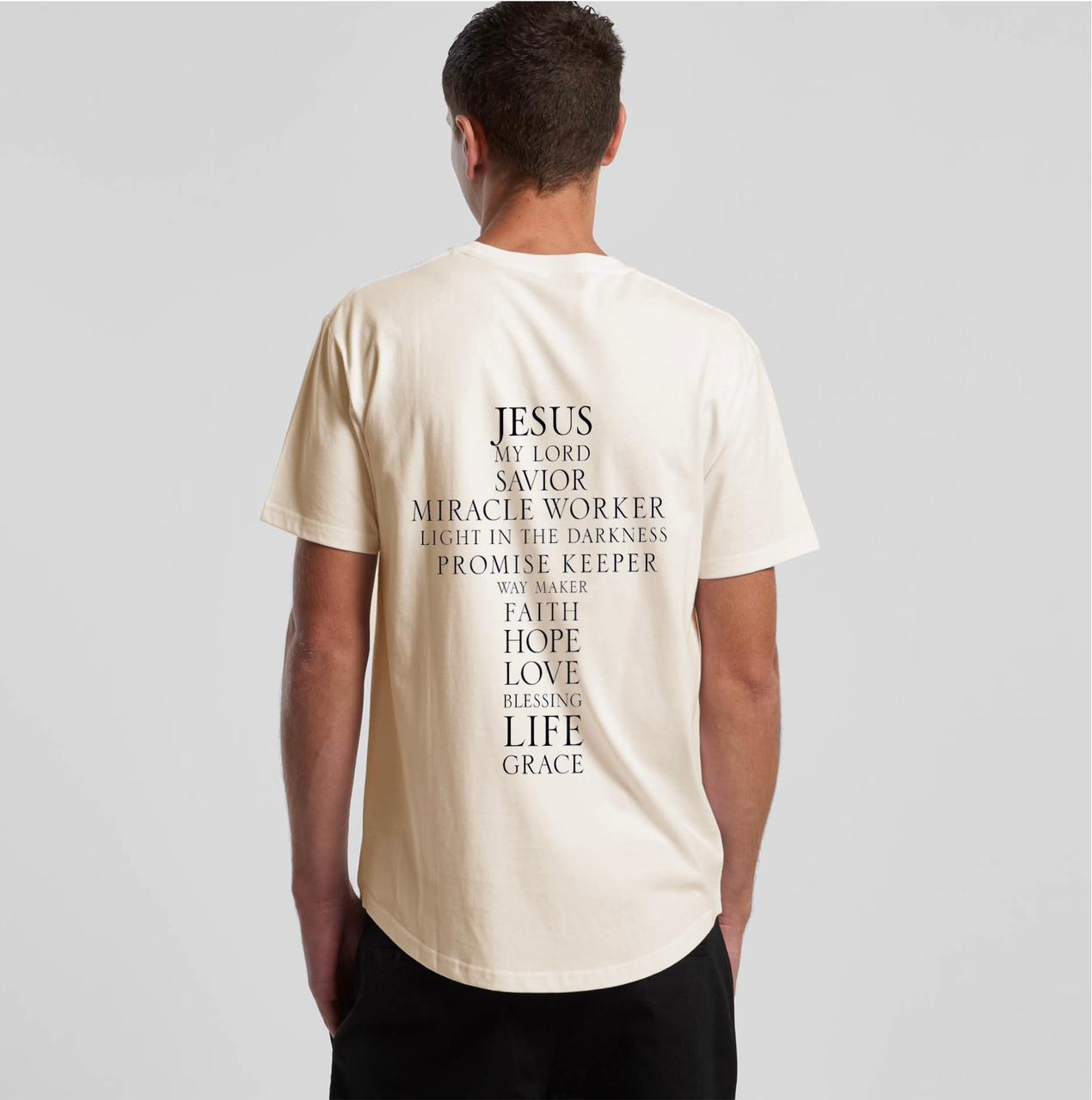 Jesus' Cross of Affirmations Tee - (Unisex) Soft Ivory
