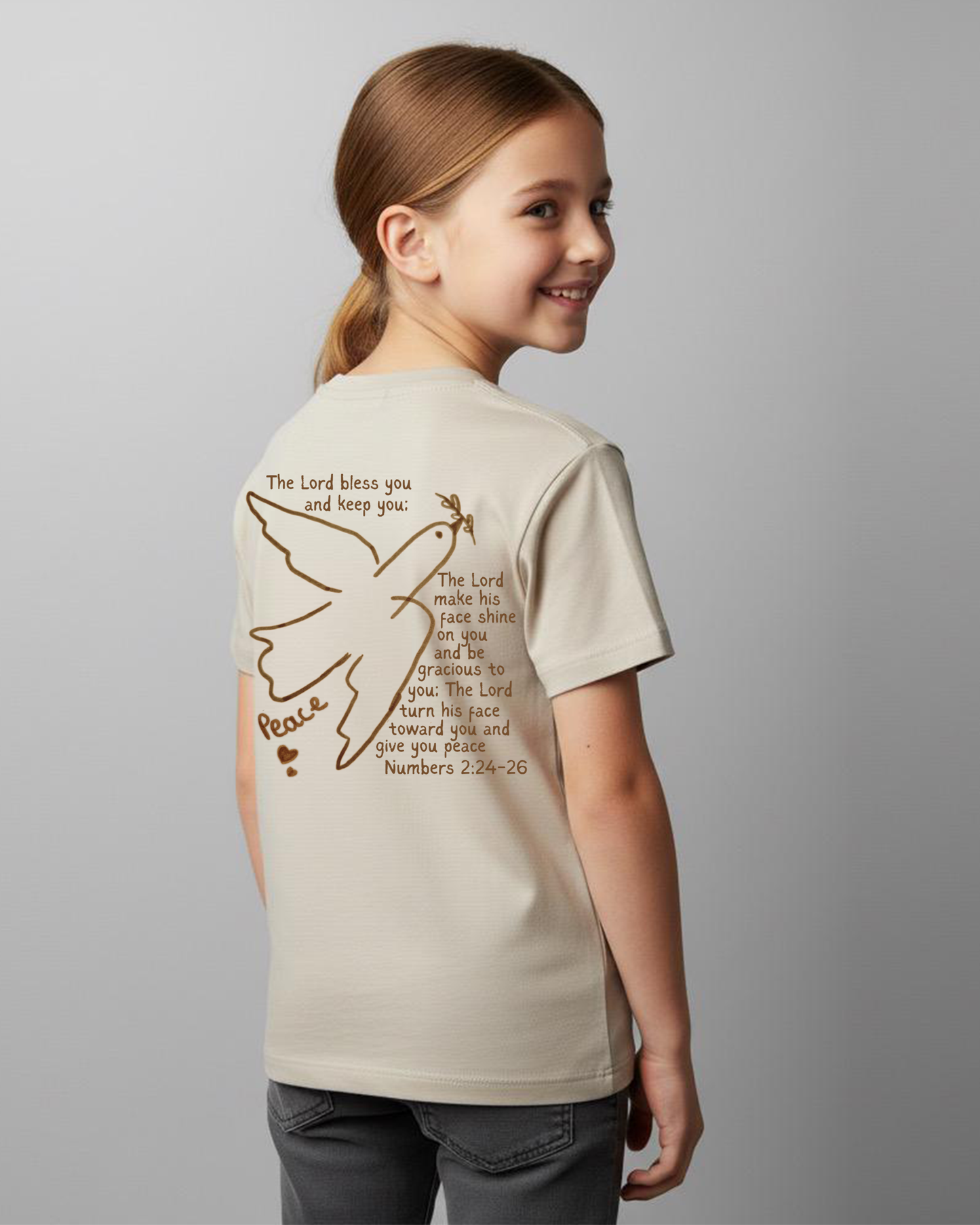 Dove of Peace – Youth Blessing Tee Soft Ivory sz 8-16 (Unisex)