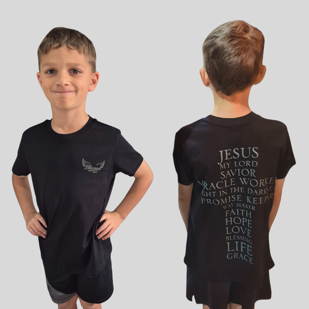Jesus' Cross of Affirmations Tee -Youth (Unisex) Soft Ivory