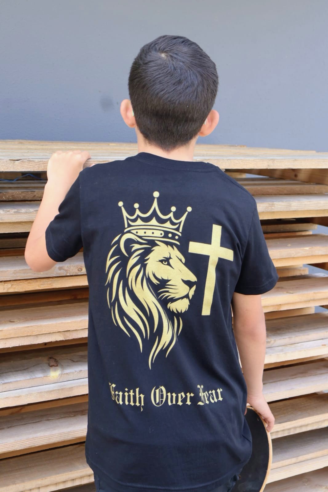 Faith Over Fear Youth Tee Unisex sz 8-16 - Black