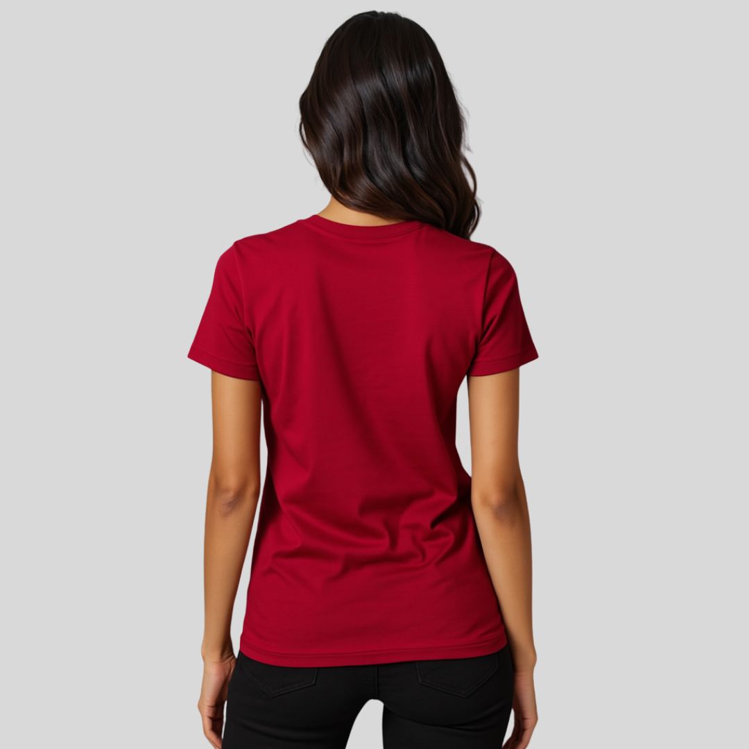 Womans Blessed 24/7 with Wings, Maple Tee –  deep red