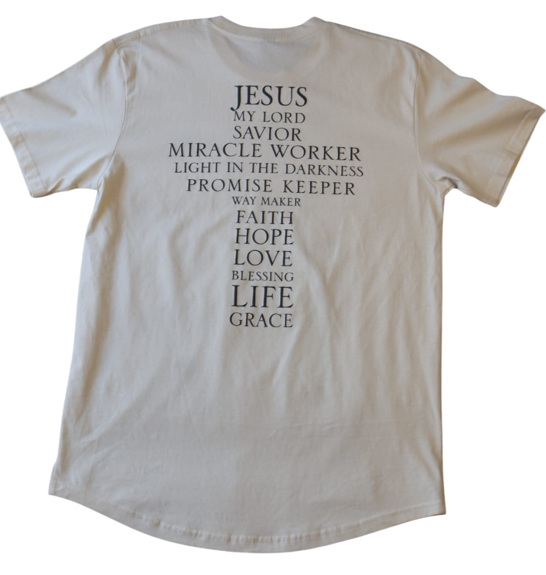 Jesus' Cross of Affirmations Tee - (Unisex) Soft Ivory