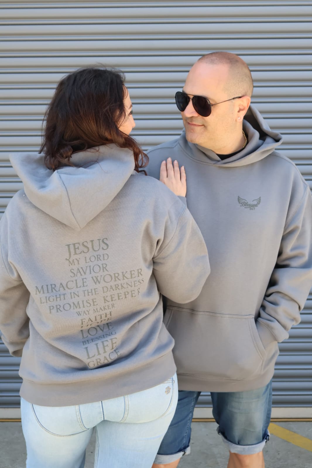 Jesus' Cross of Affirmations Hoodie - Shadow
