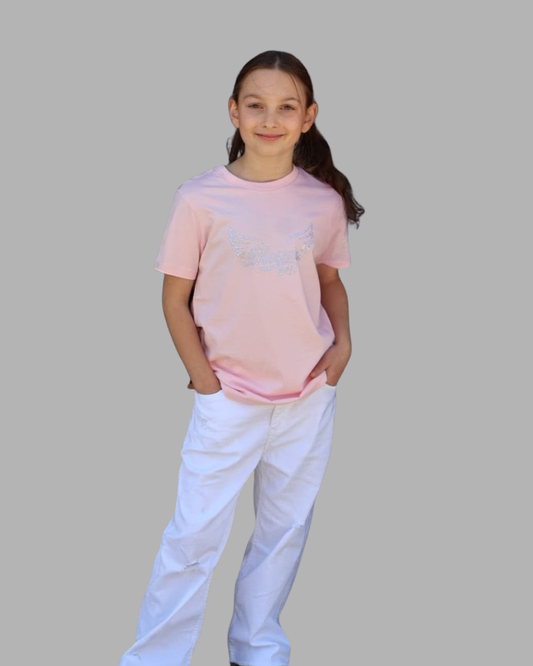 Youth Blessed 24/7 with Wings – Staple Tee sz 8-16 - Pink