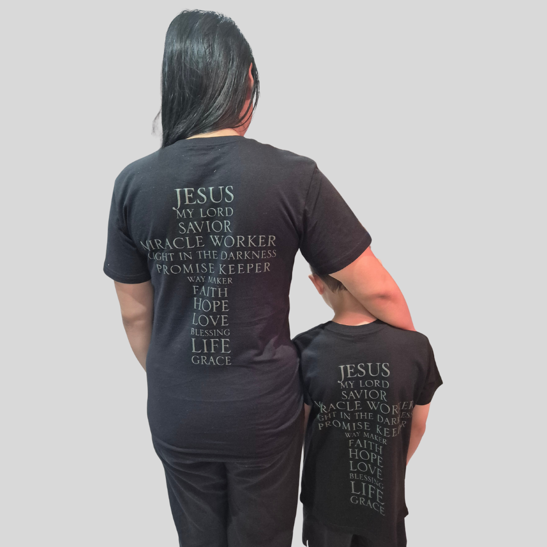 Jesus' Cross of Affirmations Tee - (Unisex) Black