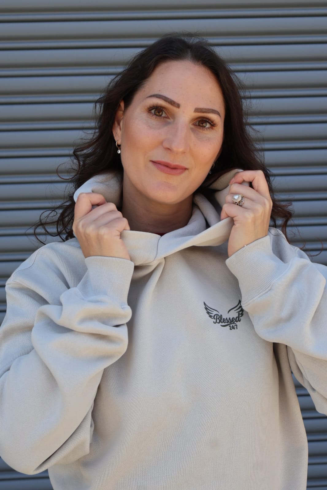 Jesus' Cross of Affirmations Hoodie - Faded Bone