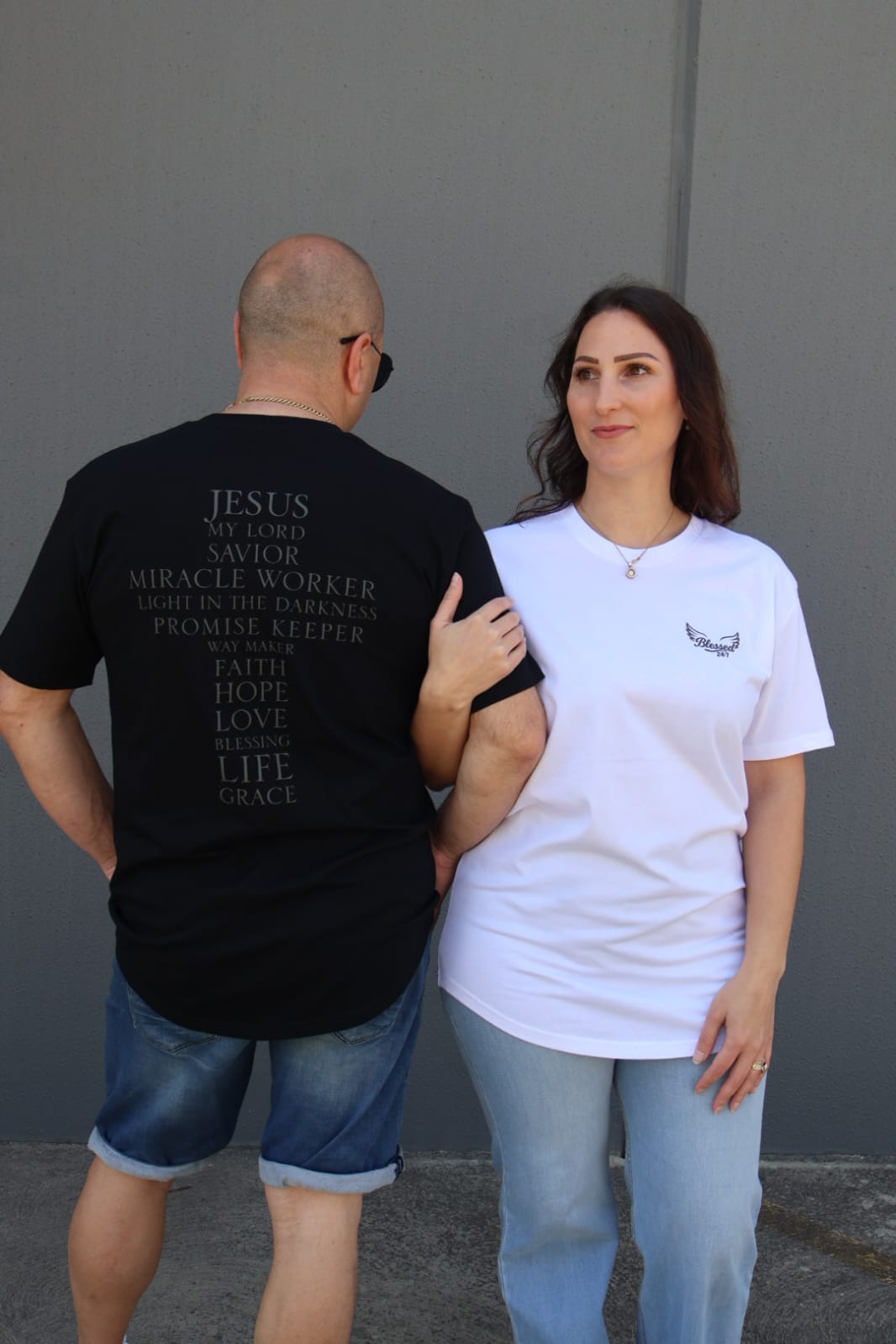 Jesus' Cross of Affirmations Tee - (Unisex) White