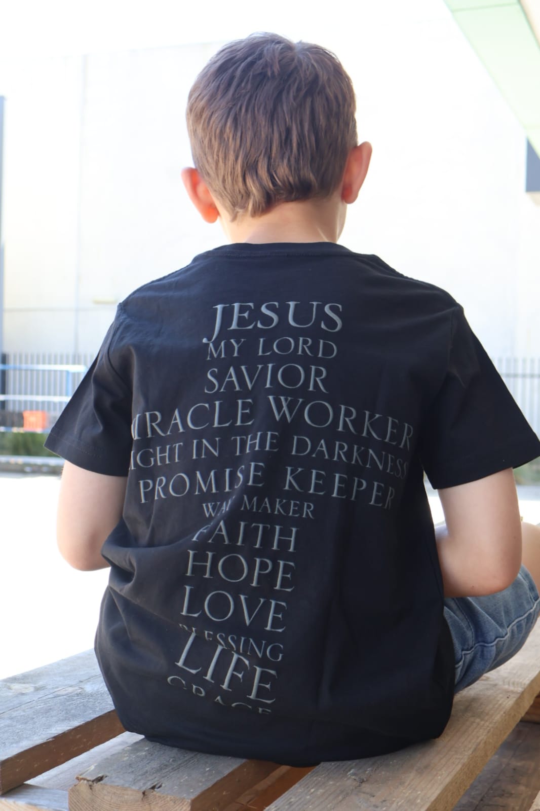 Jesus' Cross of Affirmations Tee -Youth (Unisex) Black