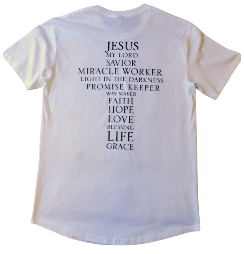 Jesus' Cross of Affirmations Tee - (Unisex) White