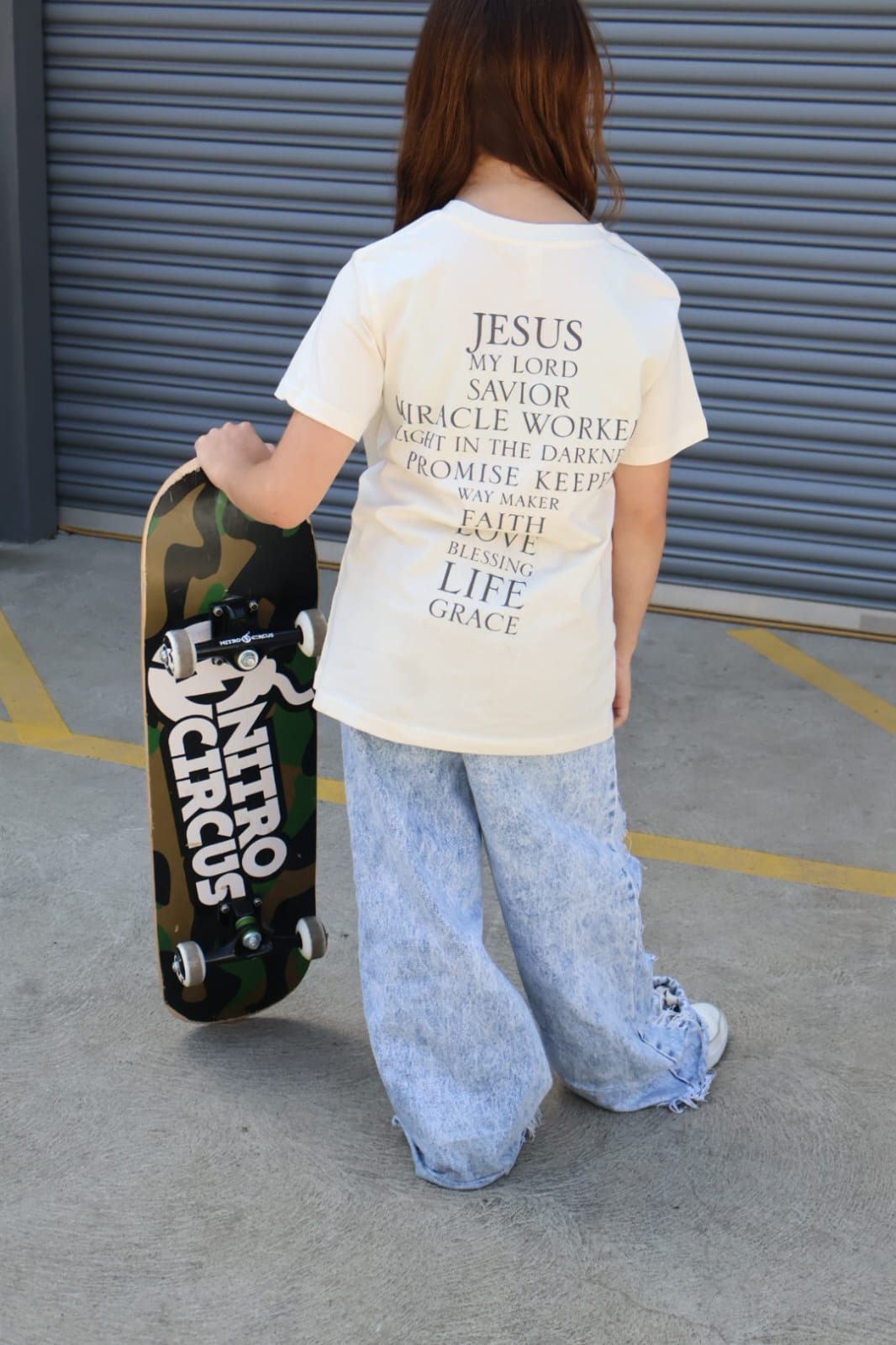 Jesus' Cross of Affirmations Tee -Youth (Unisex) Soft Ivory