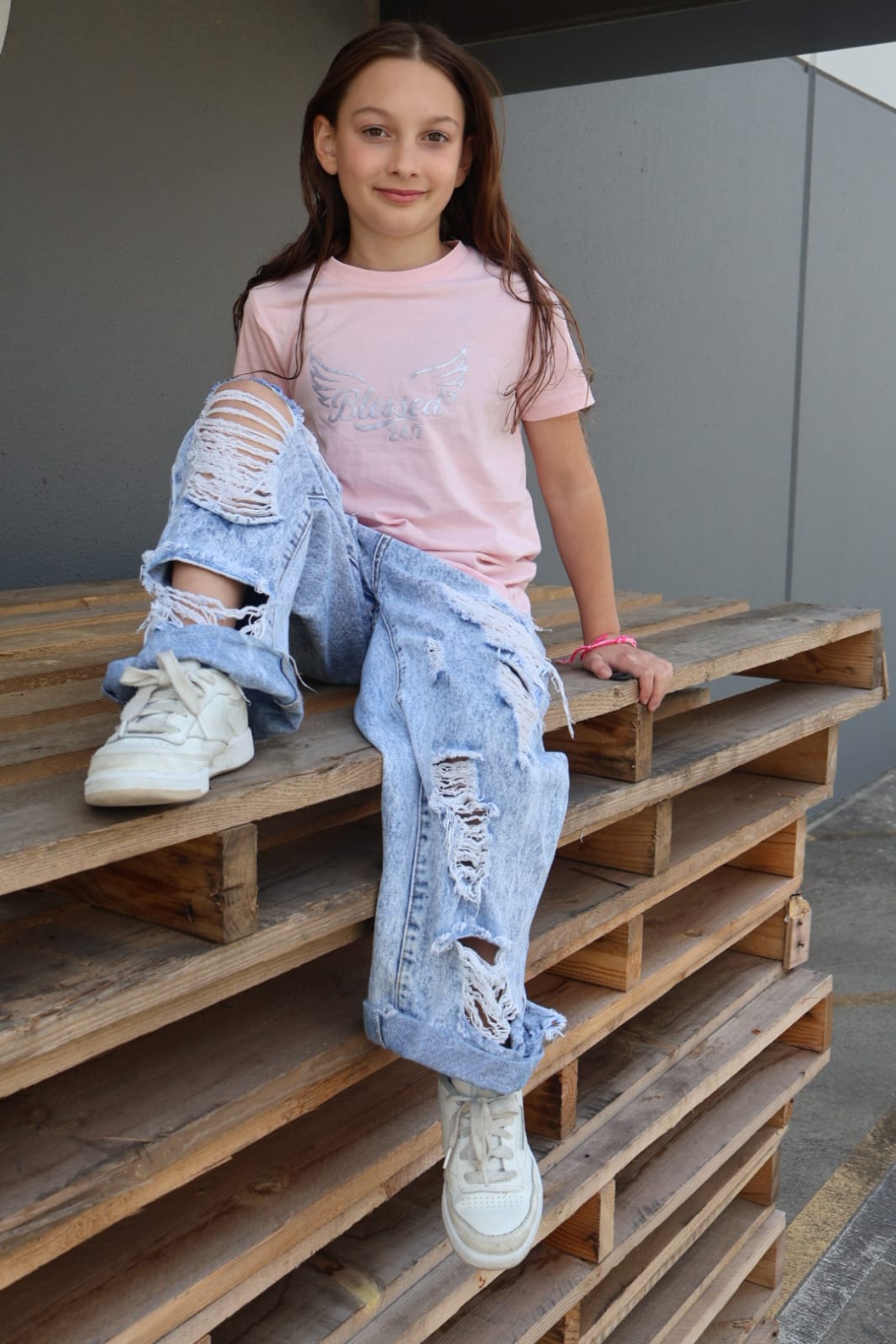 Youth Blessed 24/7 with Wings – Staple Tee sz 8-16 - Pink