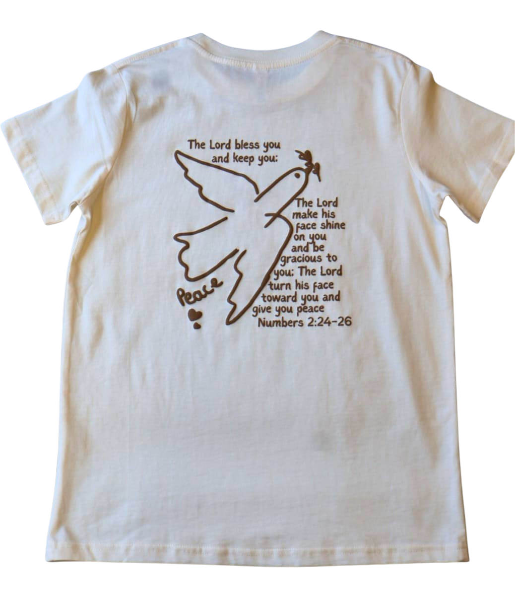 Dove of Peace – Youth Blessing Tee Soft Ivory sz 8-16 (Unisex)