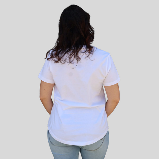 Women's Blessed 24/7 Signature logo, Curve Tee – White