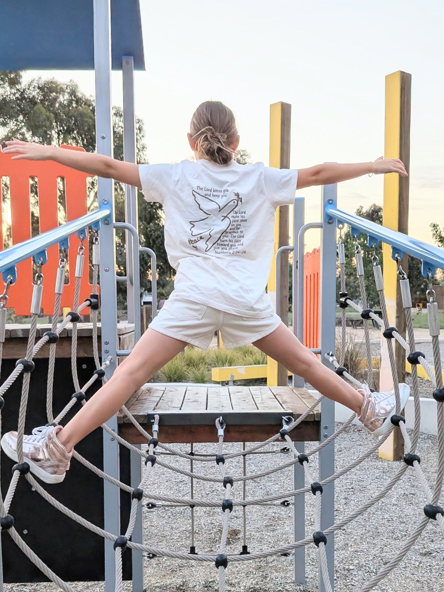 Dove of Peace – Youth Blessing Tee Soft Ivory sz 8-16 (Unisex)