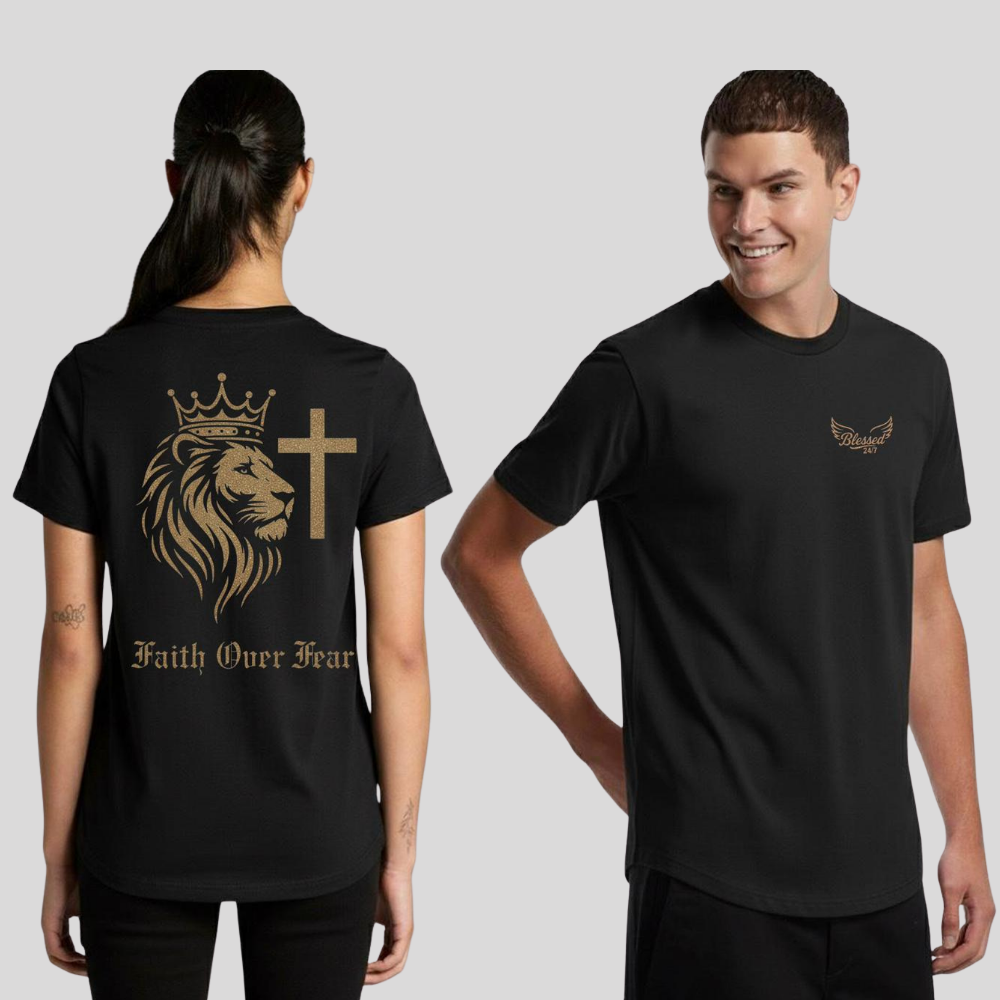 Faith Over Fear Curve Tee Unisex - Black