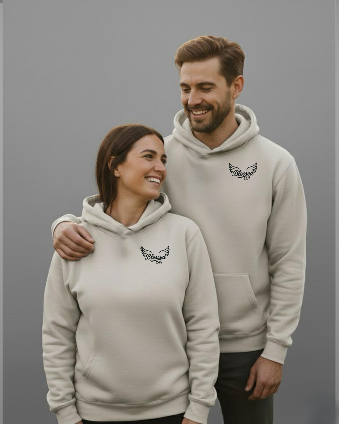 Jesus' Cross of Affirmations Hoodie - Faded Bone