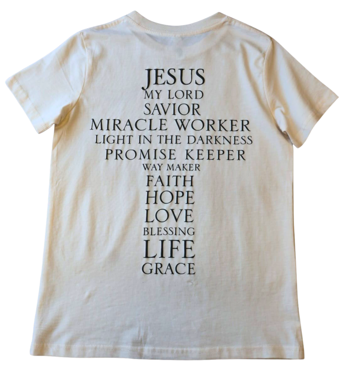 Jesus' Cross of Affirmations Tee -Youth (Unisex) Soft Ivory