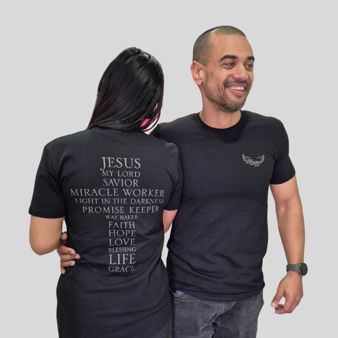 Jesus' Cross of Affirmations Tee - (Unisex) Black