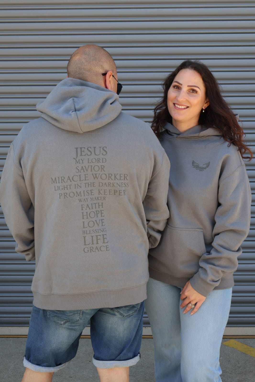 Jesus' Cross of Affirmations Hoodie - Shadow