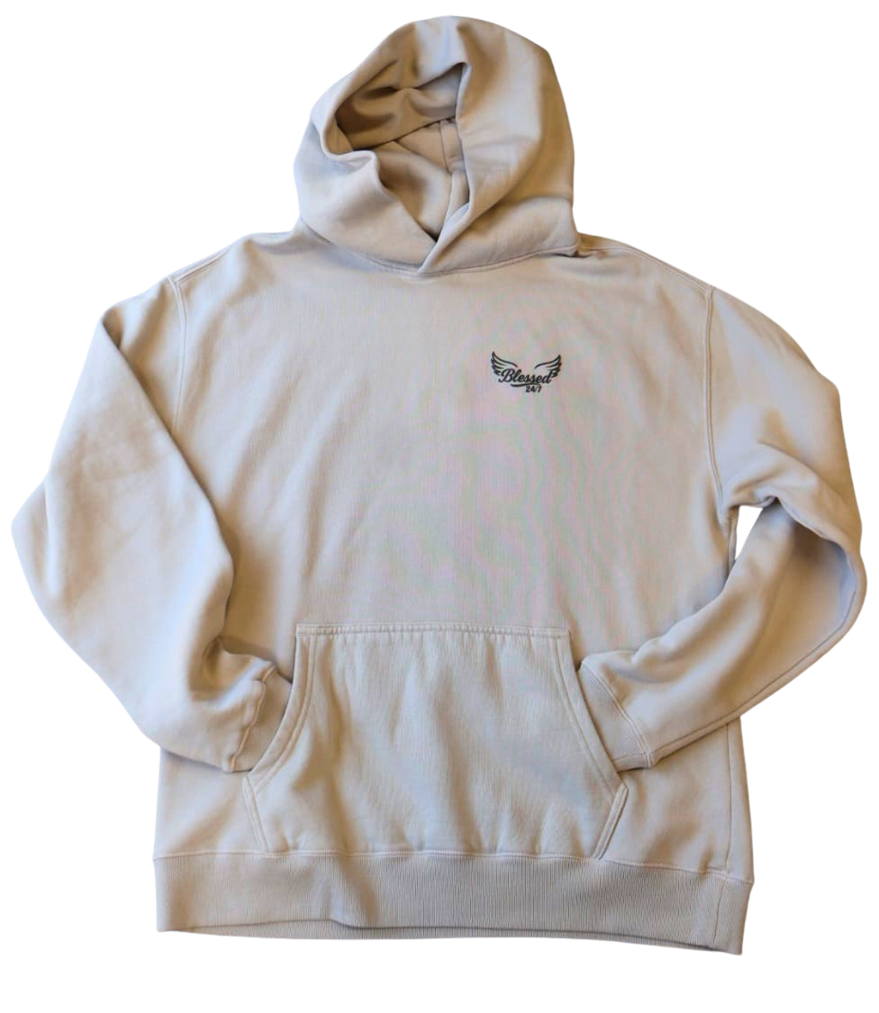 Jesus' Cross of Affirmations Hoodie - Faded Bone