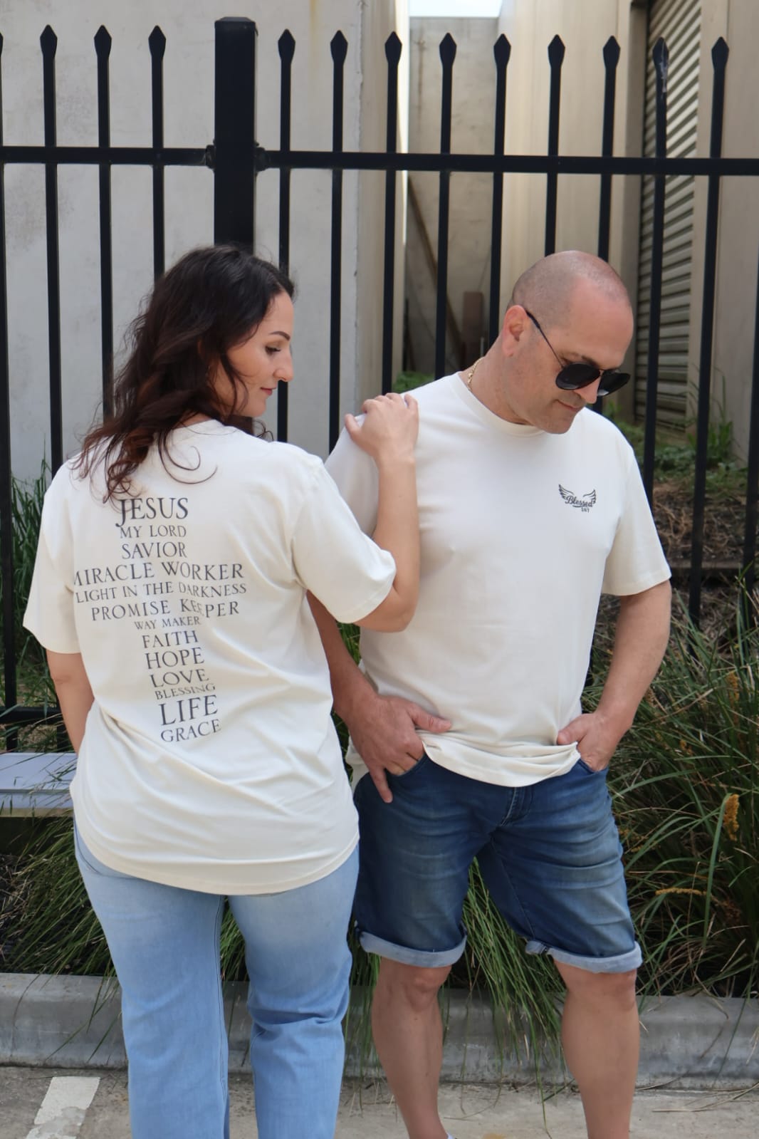 Jesus' Cross of Affirmations Tee - (Unisex) Soft Ivory