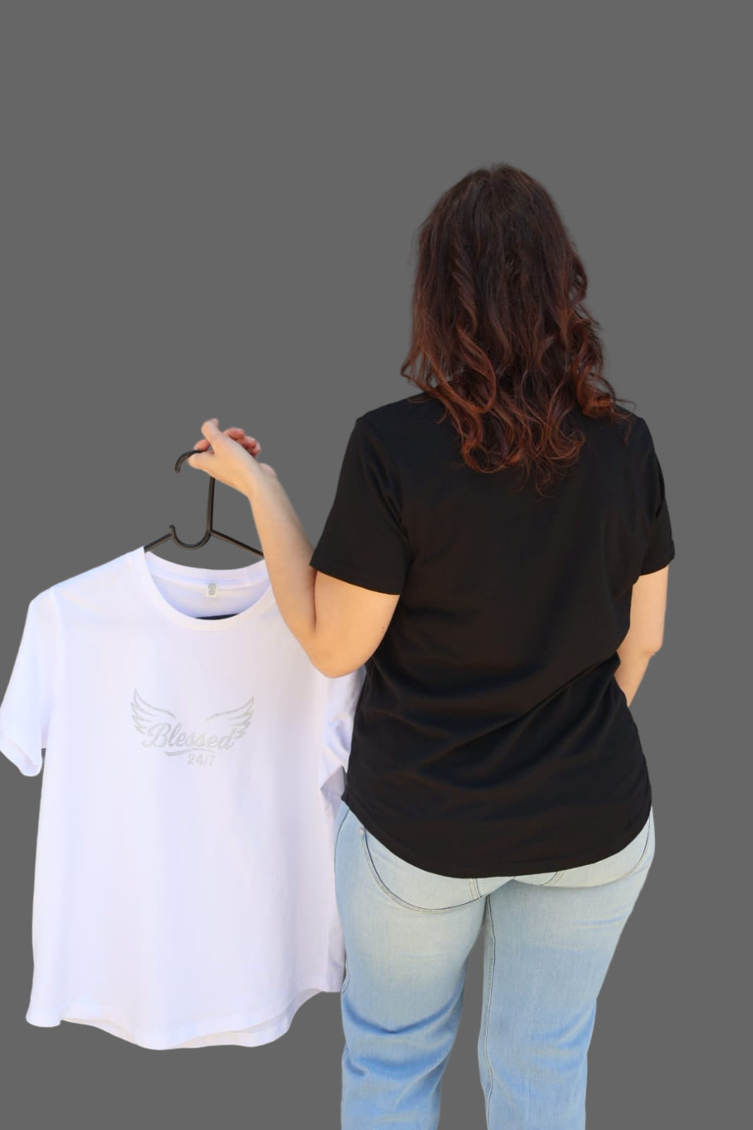 Women's Blessed 24/7 Signature logo, Curve Tee – White