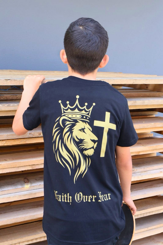 Faith Over Fear Youth Tee – 180 GSM Christian Streetwear (Sizes 8–16)