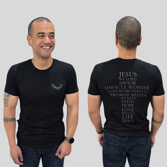 Jesus' Cross of Affirmations Tee - (Unisex) Black